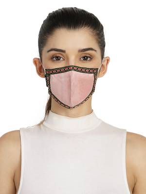 3-Ply Reusable Pink & Multi Solid Poly Silk Fabric Fashion Mask 1