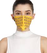 3-Ply Yellow & Gold Art Silk Embellished Fabric Fashion Mask