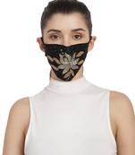 3-Ply Black & Multi Art Silk Embellished Fabric Fashion Mask