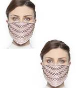 2 Pastel Pink & Multi 3-Ply Art Silk Embellished Fabric Fashion Mask