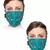 2 Turquoise & Multi 3-Ply Cotton Floral Embroidered Fabric Fashion Mask