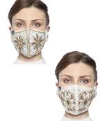 2 Multicolor 3-Ply Art Silk Embellished Fabric Fashion Mask
