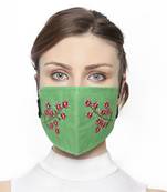 3-Ply Green & Pink Cotton Floral Embroidered Fabric Fashion Mask