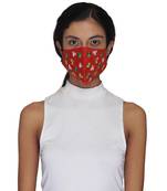 3-Ply Reusable Red & Multi Embroidered Cotton Fabric Fashion Mask