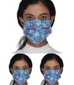 3 Blue & Multi 3-Ply Reusable Printed Cotton Fabric Fashion Mask