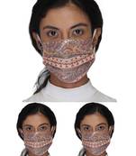 3 Orange & Multi 3-Ply Reusable Printed Cotton Fabric Fashion Mask