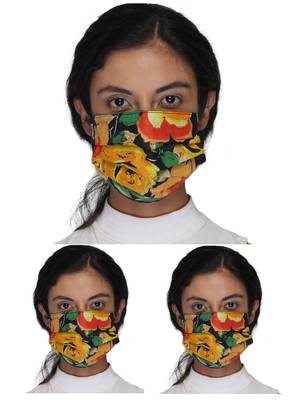 Anekaant3 Black & Multi 3-Ply Reusable Printed Cotton Fabric Fashion Mask 1