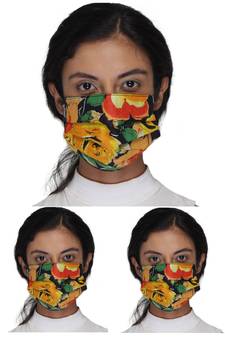 Anekaant3 Black & Multi 3-Ply Reusable Printed Cotton Fabric Fashion Mask