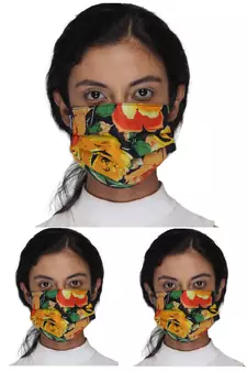 Anekaant3 Black & Multi 3-Ply Reusable Printed Cotton Fabric Fashion Mask