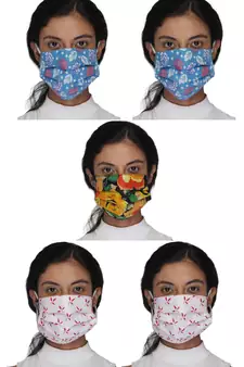 Anekaant 5 Multicolor 3-Ply Reusable Cotton Printed Fabric Fashion Mask
