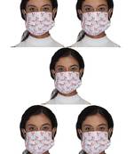 Anekaant 5 White & Red 3-Ply Reusable Printed Cotton Fabric Fashion Mask