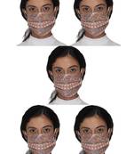 5 Orange & Multi 3-Ply Reusable Printed Cotton Fabric Fashion Mask