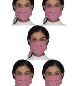 5 Red & White 3-Ply Reusable Checkered Cotton Fabric Fashion Mask