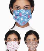 3 Multicolor 3-Ply Reusable Cotton Fabric Fashion Mask