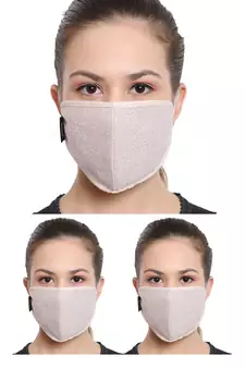 3 Baby Pink & Silver 3-Ply Reusable Cotton Lurex Fabric Fashion Mask