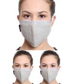 3 Silver & White 3-Ply Reusable Cotton Lurex Fabric Fashion Mask