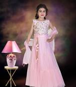 Pink Double Frill Work Plain Net Lehenga Choli with Authentic Tessel