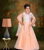 Peach Double Frill Work Plain Net Lehenga Choli with Authentic Tessel
