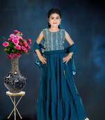 Rama Frill Work Plain Georgette Lehenga Choli with Tessel
