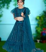 Rama Embroidery Sequence Frill Work Net Lehenga Choli
