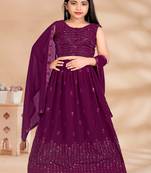 Maroon Sequence Thread Work Pure Georgette Lehenga Choli With Tessel