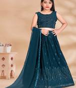 Rama Sequence Thread Work Pure Georgette Lehenga Choli With Tessel