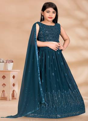 Rama Sequence Thread Work Pure Georgette Lehenga Choli With Tessel 2