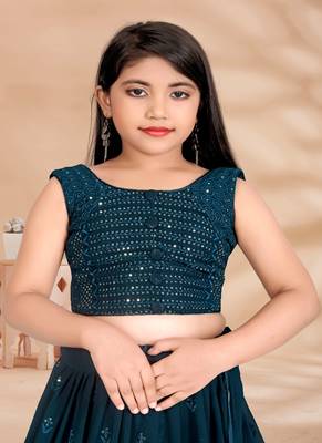Rama Sequence Thread Work Pure Georgette Lehenga Choli With Tessel 3