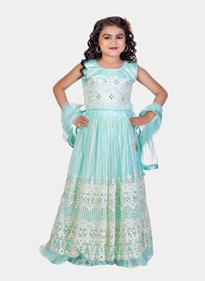 SKY Real Mirror Hand Work Net Lehenga Choli with Stunning Tessel 2