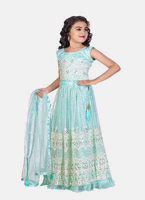 SKY Real Mirror Hand Work Net Lehenga Choli with Stunning Tessel 3