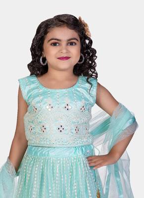 SKY Real Mirror Hand Work Net Lehenga Choli with Stunning Tessel 4
