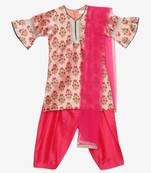 Floral Printed Kurta with Peplum Sleeves & Salwar