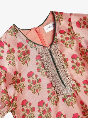 Floral Printed Kurta with Peplum Sleeves & Salwar 4