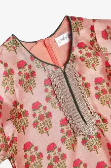 Floral Printed Kurta with Peplum Sleeves & Salwar