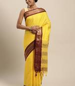 Yellow Khan silk saree with blouse piece