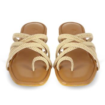 Cr  me Lace Adorned Nude Flats 1