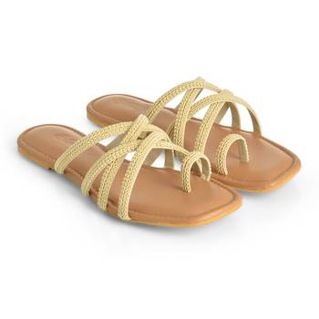 Cr  me Lace Adorned Nude Flats 2