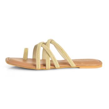 Cr  me Lace Adorned Nude Flats 3