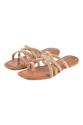 Cr  me Lace Adorned Nude Flats 5