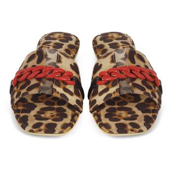 Leopard Print Flats With Red Chain 1