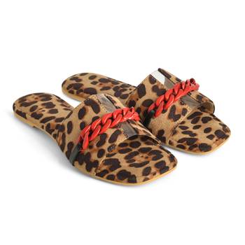 Leopard Print Flats With Red Chain 2