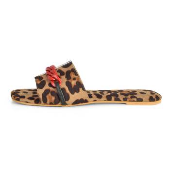 Leopard Print Flats With Red Chain 3