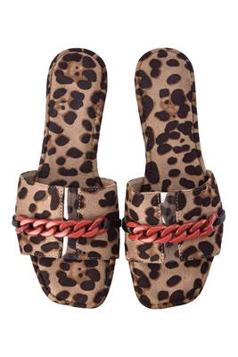 Leopard Print Flats With Red Chain 4