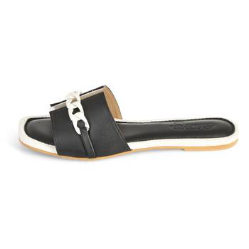 Black Flats With White Chain 2