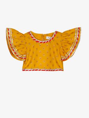 Mustard Sharara Top with Lace Detailing & Tassels 2