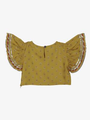 Mustard Sharara Top with Lace Detailing & Tassels 3