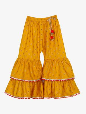 Mustard Sharara Top with Lace Detailing & Tassels 4