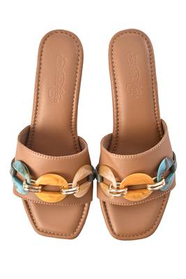 Chain Embellished Nude Heels 4