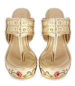 Mulitcolour Embroidered Royal Kolhapuri Wedges