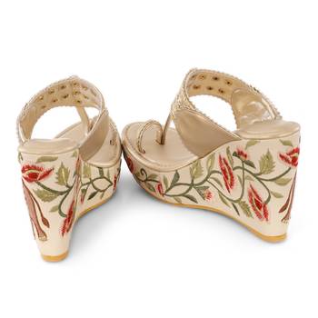 Mulitcolour Embroidered Royal Kolhapuri Wedges 5